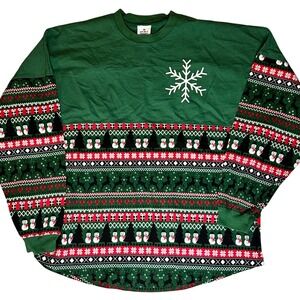 Spirit Jersey Merry Christmas Fair Isle Long Sleeve Green Holiday Adult Medium